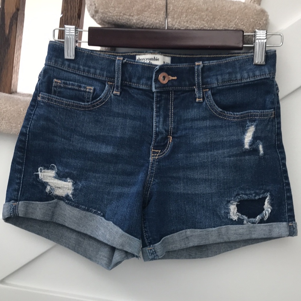 Abercrombie kids midi Jean denim shorts Girls size 15/16 Women’s size 2